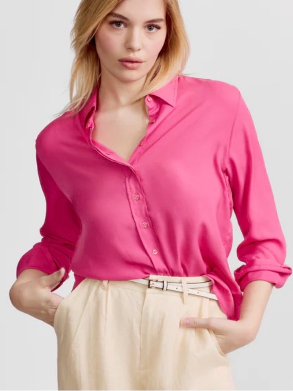 THESHIRT by Rochelle behrens hot pink signature button down